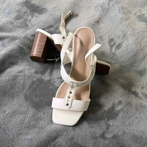 Chic White Strappy Block Heels